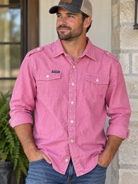 AKDMKS Men’s Pink Button-Down Utility Shirt